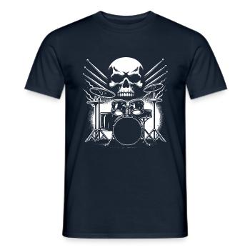 Schlagzeug und Skull Schlagzeuger Rockband - Männer T-Shirt - Navy - Vorne - AI Model Male 178 light (178cm)