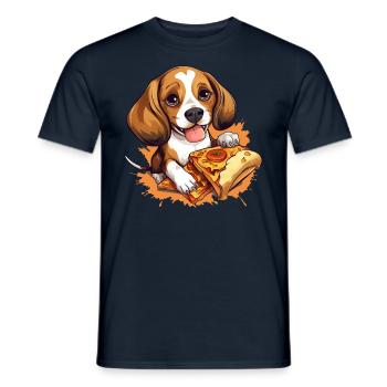 Beagle amateur de pizza : irrésistiblement sucré - T-shirt homme - marine - Devant - AI Model Male 178 light (178cm)
