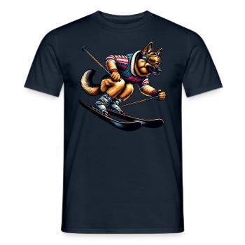 German Shepherd Ski Winter Adventure - Men's T-Shirt - navy - Front - AI Model Male 178 light (178cm)