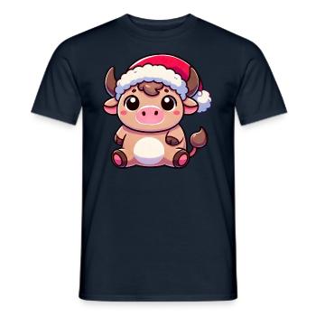 Süße Chibi Weihnachtskuh Cartoon Design - Männer T-Shirt - Navy - Vorne - AI Model Male 178 light (178cm)