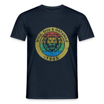 30th Birthday Wild, free & untamed since 07/1995 - Men's T-Shirt - navy - Front - AI Model Male 178 light (178cm)