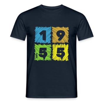 70ème Anniversaire Patchs Colorés depuis 07/1955 - T-shirt homme - marine - Devant - AI Model Male 178 light (178cm)