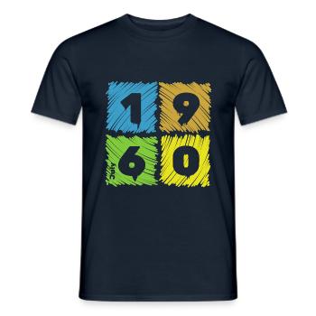 65. Geburtstag Farbige Patches since 07/1960 - Männer T-Shirt - Navy - Vorne - AI Model Male 178 light (178cm)