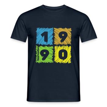 35. Écussons Geburtstag Farbige depuis 09/1990 - T-shirt homme - marine - Devant - AI Model Male 178 light (178cm)