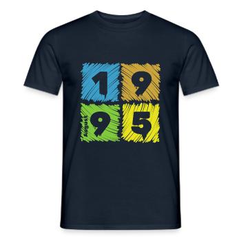 30. Geburtstag Farbige Patches since 08/1995 - Männer T-Shirt - Navy - Vorne - AI Model Male 178 light (178cm)