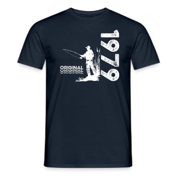 45ème anniversaire Pêcheur Pêche 1979 Millésime 1979 - T-shirt homme - marine - Devant - AI Model Male 178 light (178cm)