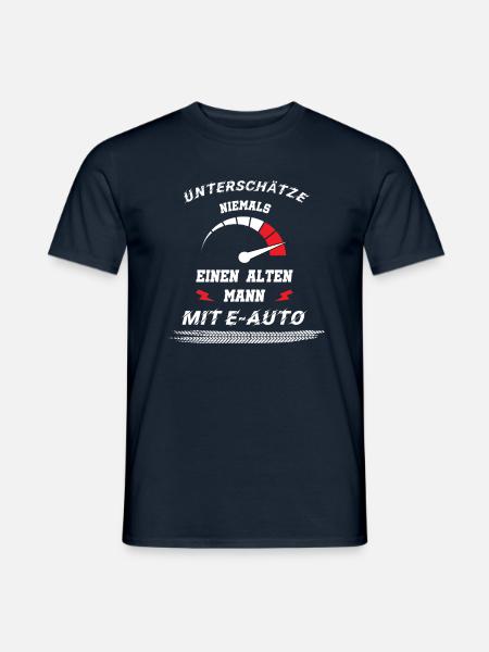 Unterschätze Nie einen alten Mann mit E-Auto - Männer T-Shirt - Navy