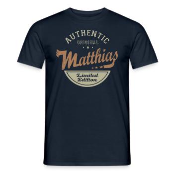 Matthias cadeau personnalisé prénom matthias - T-shirt homme - marine - Devant - AI Model Male 178 light (178cm)