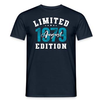 45th Birthday Original August 1979 Year 1979 - Men's T-Shirt - navy - Front - AI Model Male 178 light (178cm)