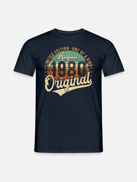 Août 1980 Vintage Anniversaire Rétro - T-shirt homme - marine