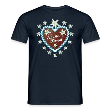coeur de pain d'épice Fesches Dirndl - T-shirt homme - marine - Devant - AI Model Male 178 light (178cm)