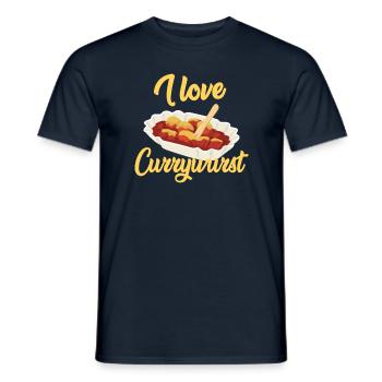 J'aime Currywurst Bratwurst Fast Food à emporter - T-shirt homme - marine - Devant - AI Model Male 178 light (178cm)