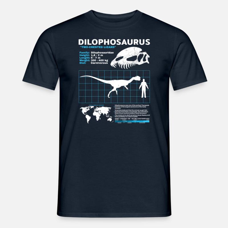 Dilophosaurus Datenblatt - Männer T-Shirt - Navy