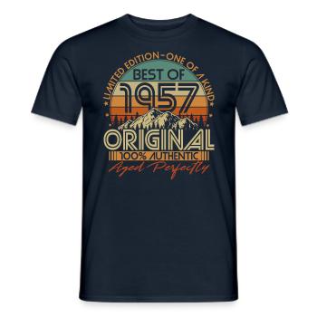 Né en 1957 Vintage Anniversaire Rétro - T-shirt homme - marine - Devant - AI Model Male 178 light (178cm)