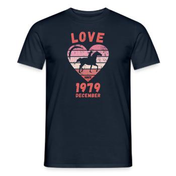 Amour équitation Anniversaire Décembre 1979 - T-shirt homme - marine - Devant - AI Model Male 178 light (178cm)
