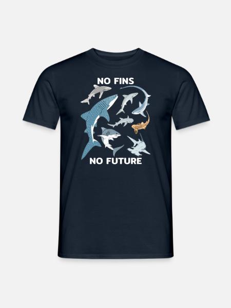 No Fins No Future Haiarten - Männer T-Shirt - Navy