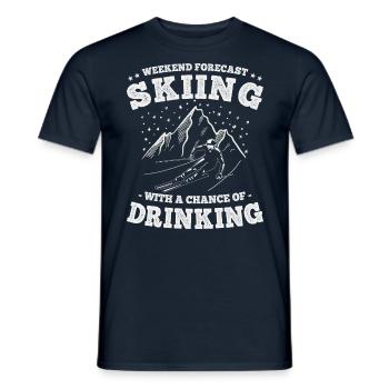 Wochenendprognose Skifahren und Trinken Lustige Ski - Männer T-Shirt - Navy - Vorne - AI Model Male 178 light (178cm)