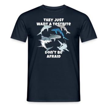 Shark species: Blue shark, Tiger shark, Hammerhead shark - Men's T-Shirt - navy - Front - AI Model Male 178 light (178cm)