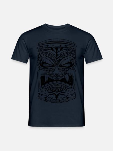 Hawaii Tiki Maske Schwarz Aloha - Männer T-Shirt - Navy