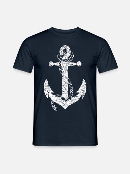 Anker Seemann See Marine Boot Schiffsanker - Männer T-Shirt - Navy
