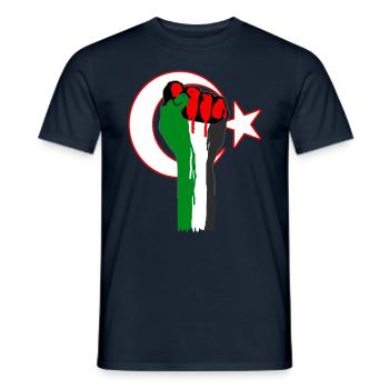 Poing de Palestina - Turquie, drapeau, aide, Gaza - T-shirt homme - marine - Devant - AI Model Male 178 light (178cm)