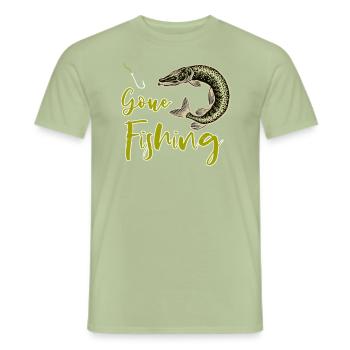 Fishing Gone - Fishhook, Pike - Men's T-Shirt - sage - Front - AI Model Male 178 light (178cm)