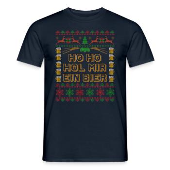 Ho Ho Hol Mir Ein Bier Ugly Christmas Sweater - Männer T-Shirt - Navy - Vorne - AI Model Male 178 light (178cm)