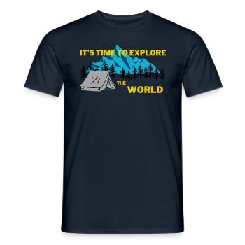 Es ist Zeit, die Welt zu erkunden - Männer T-Shirt - Navy - Vorne - AI Model Male 178 light (178cm)