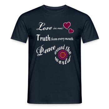 Love in our hearts Mantra - Männer T-Shirt - Navy - Vorne - AI Model Male 178 light (178cm)
