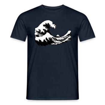 wave Fuji print wave manga japon hokusai - Men's T-Shirt - navy - Front - AI Model Male 178 light (178cm)