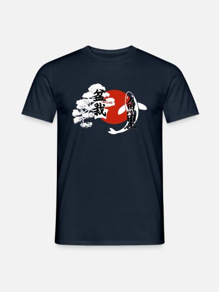 Bonsai, Koi, Sonne & Kanji | Japanese Art - Männer T-Shirt - Navy