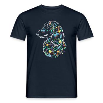 Flower Dachs LH I - Men's T-Shirt - navy - Front - AI Model Male 178 light (178cm)