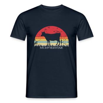 Lustiges Muhviehstar Kuh Kühe Landwirt T-Shirt Fun - Männer T-Shirt - Navy - Vorne - AI Model Male 178 light (178cm)