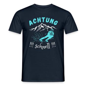 ACHTUNG SCHNELL SKI ABFAHRT SKIFAHRER BERGE MOTIV - Männer T-Shirt - Navy - Vorne - AI Model Male 178 light (178cm)