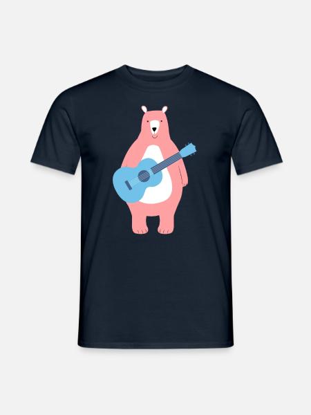ROSA BÄR MIT BLAUER GITARRE - WITZIGES BÄREN MUSIK - Männer T-Shirt - Navy