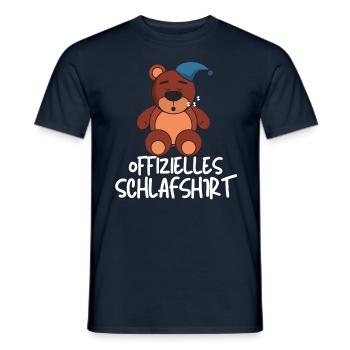 OFFIZIELLES SCHLAFSHIRT - BÄRCHEN SCHLAFMÜTZE - Männer T-Shirt - Navy - Vorne - AI Model Male 178 light (178cm)