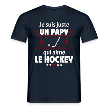 Juste un papy qui aime le hockey, cadeau noël - T-shirt homme - marine - Devant - AI Model Male 178 light (178cm)