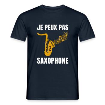 je peux pas j ai saxophone Humour Jazz Musique - T-shirt homme - marine - Devant - AI Model Male 178 light (178cm)