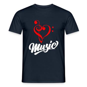 music love amoureux de musique notes - T-shirt homme - marine - Devant - AI Model Male 178 light (178cm)