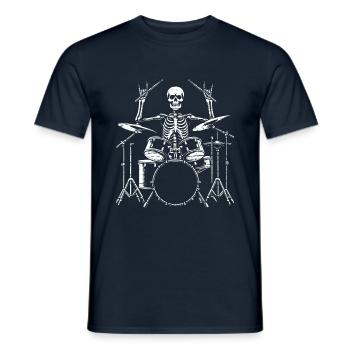 Squelette de crâne de batteur sur la batterie - T-shirt homme - marine - Devant - AI Model Male 178 light (178cm)