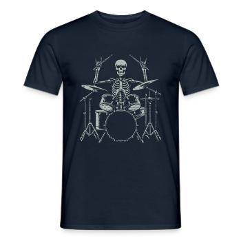 Squelette de crâne de batteur sur la batterie - T-shirt homme - marine - Devant - AI Model Male 178 light (178cm)