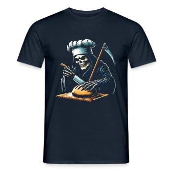 Crâne squelette faucheur coupe le pain - T-shirt homme - marine - Devant - AI Model Male 178 light (178cm)