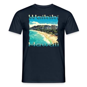Hawaii Waikiki Beach O'ahu Honolulu Design - Männer T-Shirt - Navy - Vorne - AI Model Male 178 light (178cm)