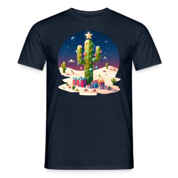Desert Christmas - cactus, Christmas tree and - Men's T-Shirt - navy - Front - AI Model Male 178 light (178cm)
