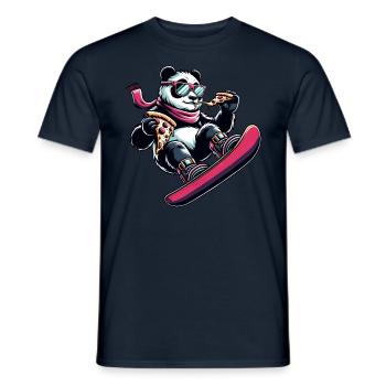 Pink Panda Snowboarder: Pizza-Abenteuer - Männer T-Shirt - Navy - Vorne - AI Model Male 178 light (178cm)