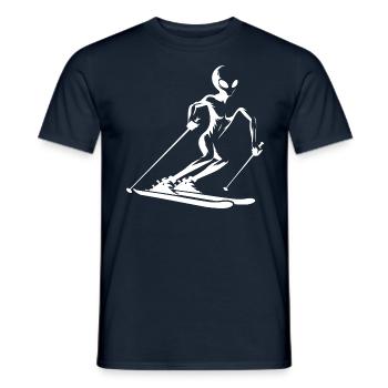 Alien skier silhouette for minimalist - Men's T-Shirt - navy - Front - AI Model Male 178 light (178cm)