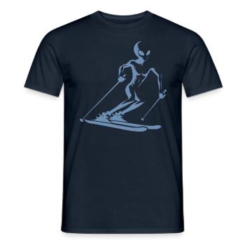 Alien skier silhouette for minimalist - Men's T-Shirt - navy - Front - AI Model Male 178 light (178cm)