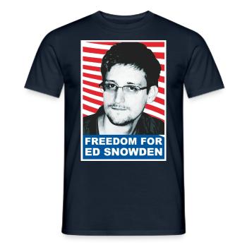 FREEDOM FOR EDWARD SNOWDEN ED 02 - Men's T-Shirt - navy - Front - AI Model Male 178 light (178cm)