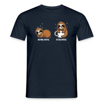 Sloth coffee - Men's T-Shirt - navy - Front - AI Model Male 178 light (178cm)