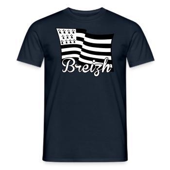 Bretagne Breizh drapeau - T-shirt homme - marine - Devant - AI Model Male 178 light (178cm)